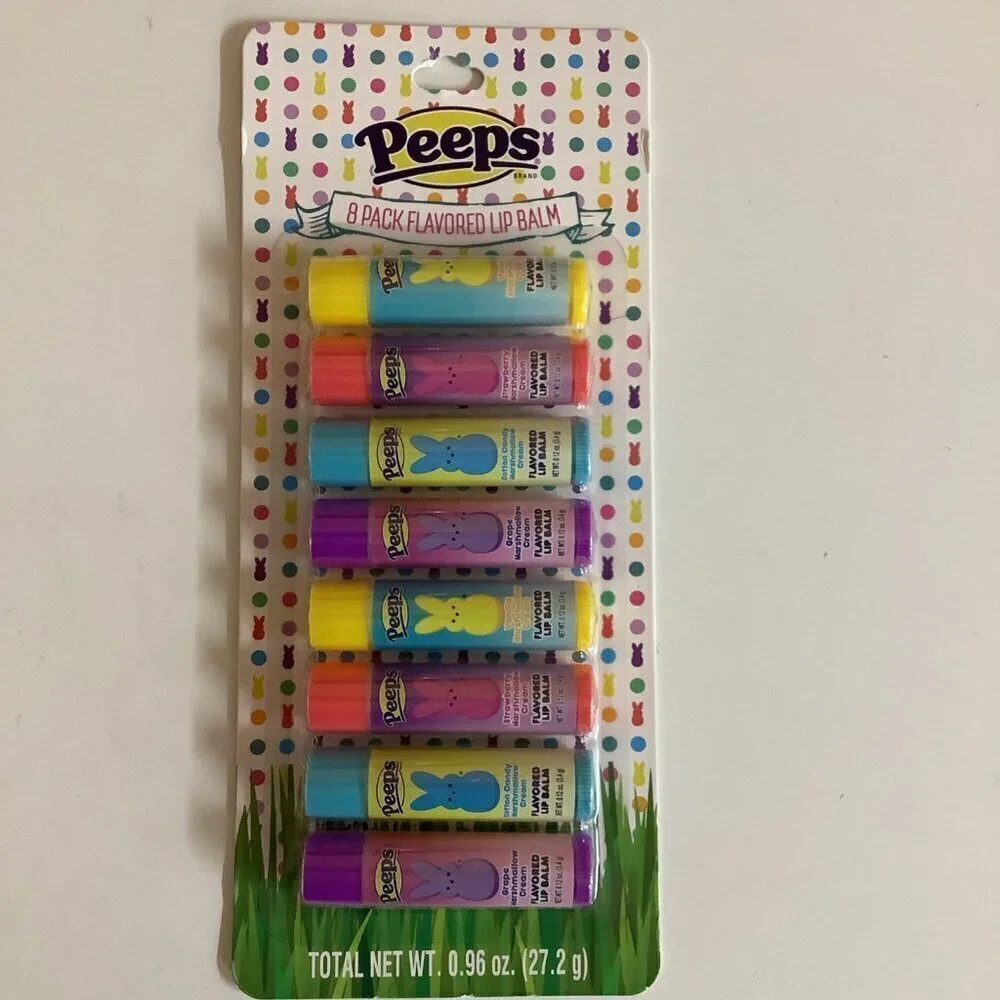 Peeps Collection” Set Of 3 Includes Girl Press On Nail Set, Lip Balms, Brush Set